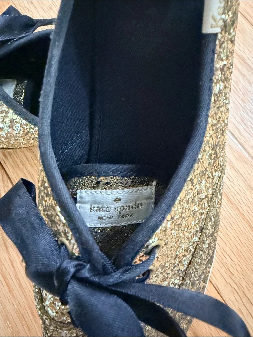 Women’s Kate Spade Gold Glitter Lace-Up Sneakers (Size 9.5)